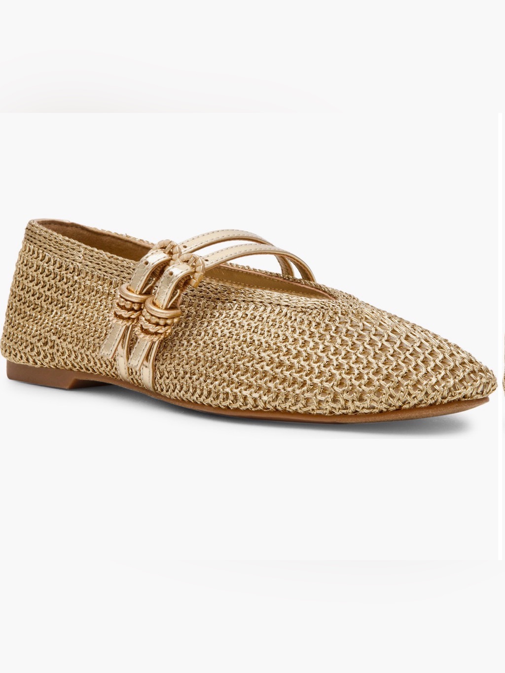 Dv By Dolce Vita Lespina Metallic Gold Knit Mary Jane Flats Mesh Shoes Like New